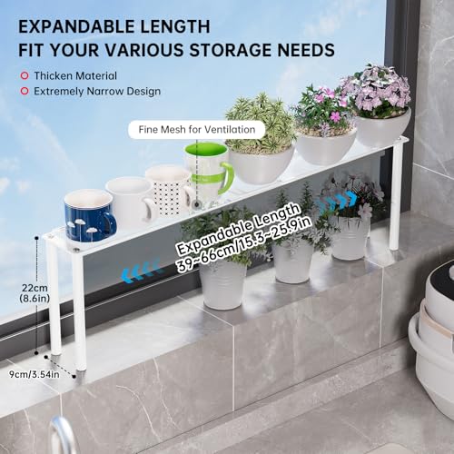 Expandable Mesh Shelf Organizer for Over-Sink Storage, Kitchen Counter, Windowsill Plants, Bathroom Vanity, and Office Desk — A Narrow Tall Solution for Tight Spaces - size: 1 Tier