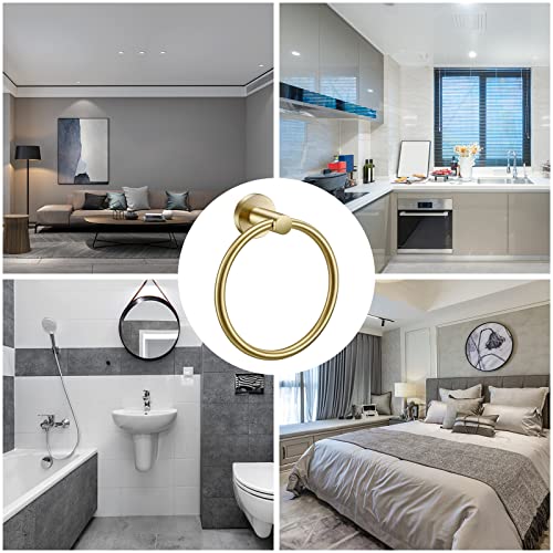 2 Pack Towel Ring, Hand Towel Holder No Drilling Heavy Duty Simple Round Towel Holder Wall Mount Towel Rack (Gold-2) - color: Gold-2