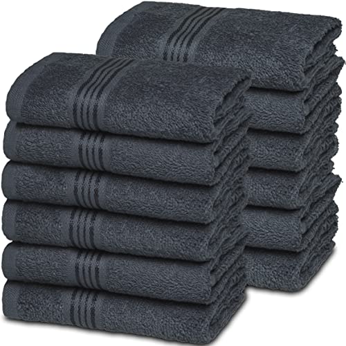 Ultra Soft Cotton Washcloths, Contains 12 Piece Face Cloths 12x12 inch, Ideal for Everyday use Face Towels, Compact & Lightweight Multi Purpose Washcloths - Charcoal Grey - color: Charcoal, size: 12 Pack Washcloths