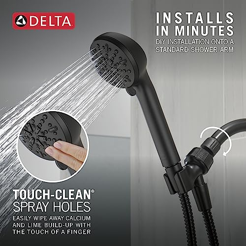 Delta Faucet 4-Setting Handheld Shower Head, Black Shower Head with Hose, Showerheads & Handheld Showers, Handheld Shower Heads, Detachable Shower Head, Hand Shower 1.75 GPM, Matte Black 75413BL - color: Matte Black