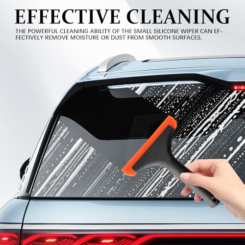 Small Silicone Window Squeegee, Small Squeegee, Silicone Squeegee Window Tint Tool Auto Water Blade, Car Shower Squeegees for Car Windshield, Glass, and Smooth Surfaces (Black, 1PCS) - color: Black, size: 1PCS