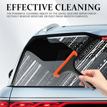 Small Silicone Window Squeegee, Small Squeegee, Silicone Squeegee Window Tint Tool Auto Water Blade, Car Shower Squeegees for Car Windshield, Glass, and Smooth Surfaces (Black, 1PCS) - color: Black, size: 1PCS
