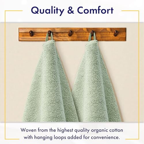 100% Organic Zero-Twist Cotton Towels - GOTS Certified Luxury Bath Towels - Ultra Soft & Plush 700GSM Long-Staple Cotton - 6 Piece Towel Set (Eucalyptus Green) - color: Eucalyptus, size: 6pc Towel Set