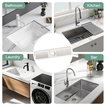 24 Inch Upgraded Draining Mat Folding faucet Mat for Bathroom Sink Splash Guard 7° Slope with Button Lock Water Draining Pad for Kitchen Bathroom Bar(Beige) - color: Beige