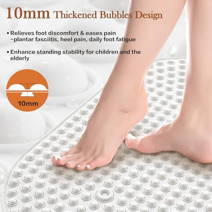 Bathtub Mat 27x15 Non Slip - White Silicone Pop It Bath Mat for Tub, Soft Cushioned Shower Mat with Strong Suction Cups, Small Oval for Inside Bathroom, White - color: 27x15"-white