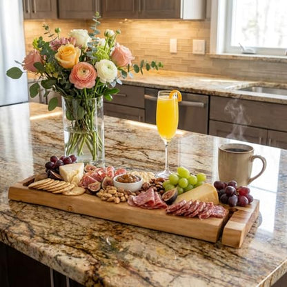 EcoDecors Eleganto 30" Live Edge Solid Teak Bath Caddy Tray with Handle, Book & Tablet Holder, Wine Glass Holders, Luxury Bathtub Tray - style: 30" Live Edge