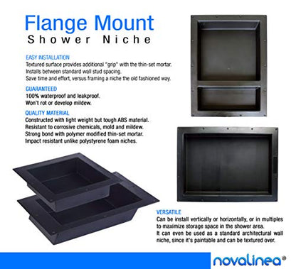 Large Double Shelf Recessed Shower Niche, Ready to Tile, 25" x 17" x 3.75" | Ready to Tile - size: 25" x 17" Double Shelf