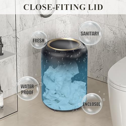 Motion Sensor Bathroom Trash Can with Lid,Black and Gold Garbage Can | 3 Gallon Automatic Bathroom Garbage Cans,Black Garbage Bin,Touchless Sensor Trash Bin,Small Waste Basket for Bedroom,Office - color: Black