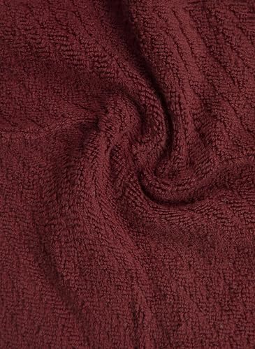PH Pleasant Home Diagonal Wash Cloths Set - 12 Pack (12” x 12”) – 509 GSM - 100% Ring Spun Cotton Wash Cloth - Super Soft and Highly Absorbent Face Towels (Maroon, White & Tan) - color: Maroon, White & Tan, style: Diagonal