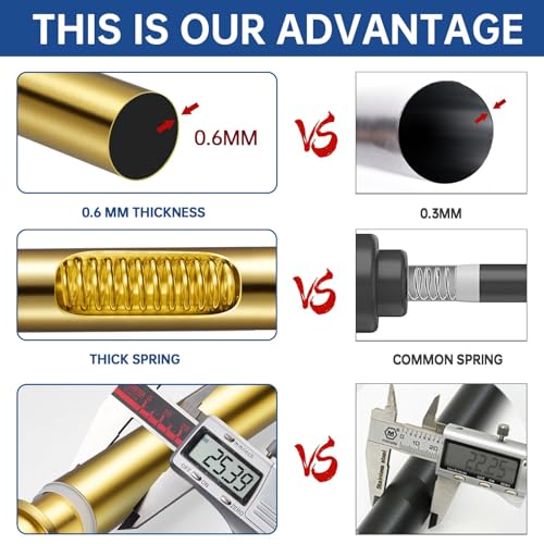 Industrial Shower Curtain Rod - 2-in-1 Design Tension Curtain Rod - Rustproof Non-Slip 54 to 90 Inch Metal Steel, Light Gold Window Curtain Rod - color: Light Gold, size: 54-90 Inches