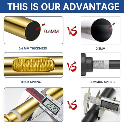 Industrial Shower Curtain Rod - 2-in-1 Design Tension Curtain Rod - Rustproof Non-Slip 54 to 90 Inch Metal Steel, Light Gold Window Curtain Rod - color: Light Gold, size: 54-90 Inches