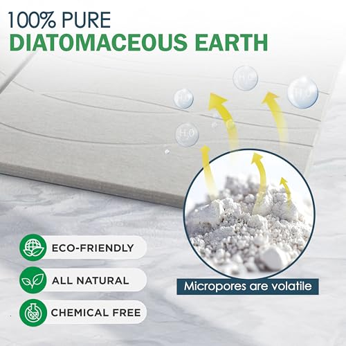 Extra Large Stone Bath Mat 32 x 20 in, Non Slip Quick Dry Diatomite, Gray | Super absorbent surface, easy-care finish, includes non-slip pad, bathroom and dish-drying use - color: Extra Large Gray