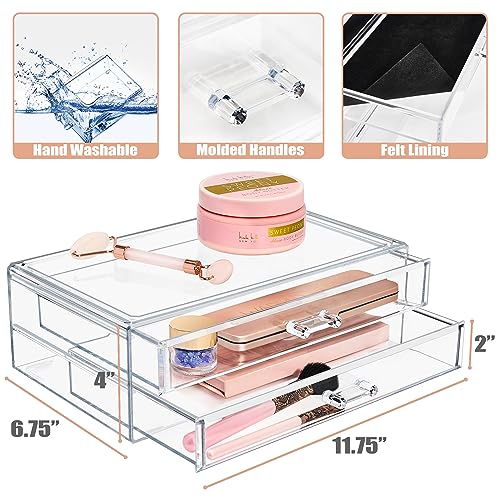 Sorbus Stackable Acrylic Drawers - 2 Clear Storage Drawers for Organizing Make up Palettes, Nail Polish, Hair Accessories, Cosmetics & Beauty Supplies - Makeup Organizer for Vanity, Bathroom Organizer - style: 2 Drawer