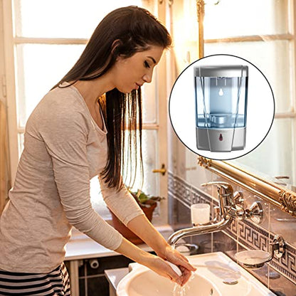 interhasa! Soap Dispenser, Touchless Hand Sanitizer Dispenser Wall Mount 600ml Automatic Kitchen Soap Dispenser for Commercial Home, Office (Silver) - color: Silver