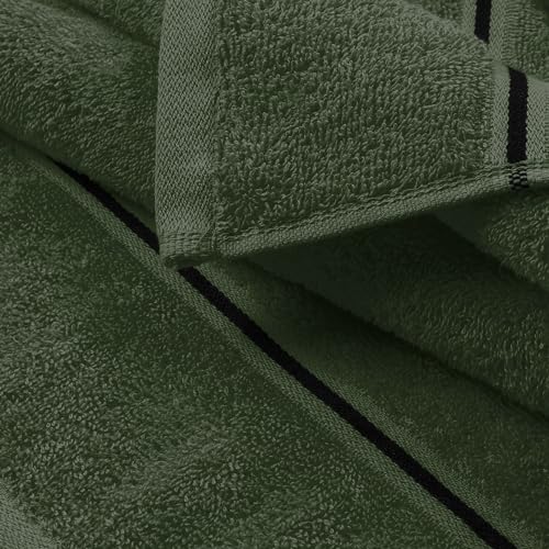 MyOwn Ultra Soft 6 Pack Cotton Towel Set, Contains 2 Bath Towels 28x55 inch, 2 Hand Towels 16x24 inch & 2 Wash Coths 12x12 inch, Ideal Everyday use, Compact & Lightweight - Olive Green - color: Olive Green, size: 6 Piece Set