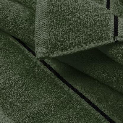 MyOwn Ultra Soft 6 Pack Cotton Towel Set, Contains 2 Bath Towels 28x55 inch, 2 Hand Towels 16x24 inch & 2 Wash Coths 12x12 inch, Ideal Everyday use, Compact & Lightweight - Olive Green - color: Olive Green, size: 6 Piece Set