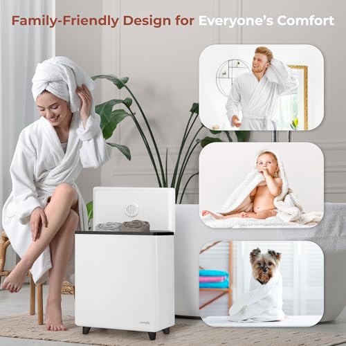 SereneLife WIFI Luxury Rectangle Towel Warmer - Spa & Bathroom Towel Heater with Custom Fragrance, Auto Shut-Off, Fits 2 large Towels, Blankets, Bathrobes, PJ's - Perfect Gift for Him & Her (Black) - color: Black