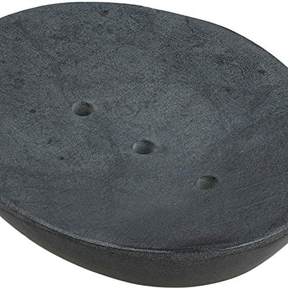 Ajuny Grey Self Draining Soap Dish Waterfall Stone Soap Saver Tray Holder | Soap Saver Tray Natural Stone Plate for Kitchen Countertop Shower Bathroom Accessories Non-Slip Keep Dry Easy Clean Grey 5 In - color: Grey