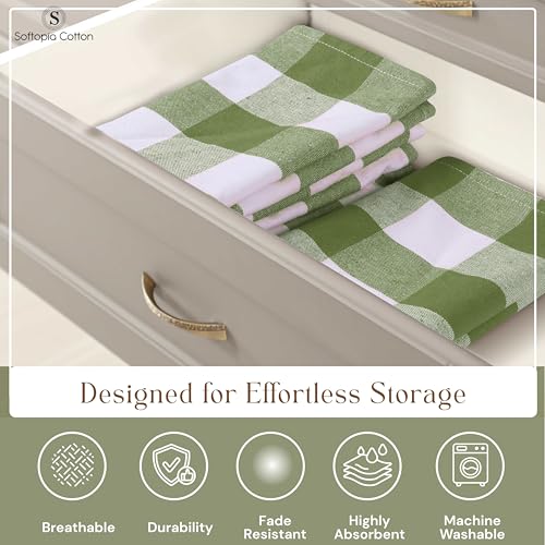 Mint Green and White Buffalo Check Kitchen Towels, 16x26 Inches, 4 Pack, 100% Cotton Dish Cloths, Reusable Hand Towels for Drying Glassware, Cleaning Spills, Farmhouse Plaid Towel - color: Mint Green, size: 16 X 26 - 4 Pack