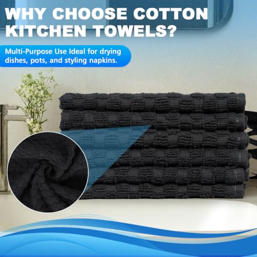 100% Cotton Wash Cloth, 12x12 Inch, 6 Pack, Black | Highly Absorbent, Soft Feel Fingertip Towels, Machine Washable, For Bathroom, Gym, Hotel, Spa and Kitchen