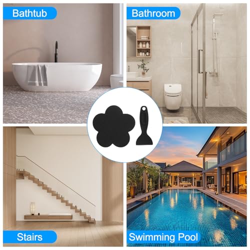 PATIKIL Bathtub Non Slip Stickers 3.4 x 3.4 Inch, 6 Pack Star Safety Shower Floor Anti Slip Stickers with Adhesive Decals Scraper for Bath Tub Shower Floor Stair, Black