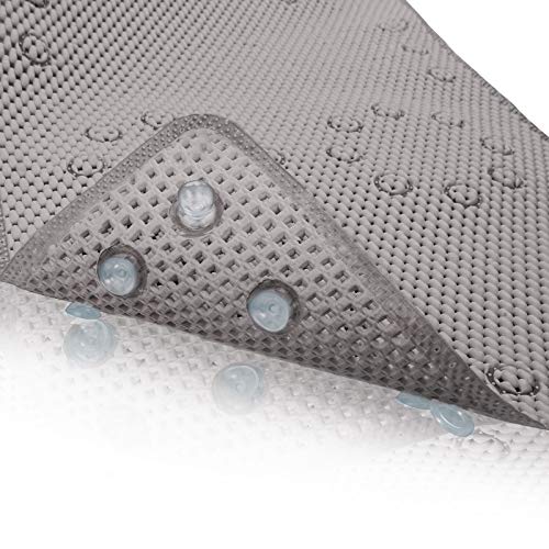 Shower and Bath Mat,Non-Slip Machine Washable and Extra Large Bathtub Mats with Drain Holes and Suction Cups Soft Foam Tub Mats-36” X 17”,Grey - color: Grey
