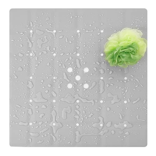 Webos Shower Mat for Textured Surface：Silicone Non Slip Shower Mat Without Suction Cups Foldable - Square Bath Mat for Reglazed Tub Textured Shower Floor (Grey, 21x21 Inches) - color: Gray