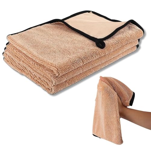 Tefola Wipes Shower Cleaning Cloths, Drying Towel, Super Absorbent Microfiber Bath Towels, Soft Microfiber Cleaning Cloth for Shower, Car, Home, Office, Set of 3 (Khaki, 40 * 60cm) - color: Khaki