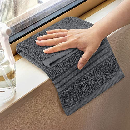 Utopia Towels 12 Pack Premium Wash Cloths, 12x12 in, 100% Cotton, Grey | Highly Absorbent Soft Feel Lightweight Washcloths - Premium Ring Spun Cotton, Ideal for Bathroom, Spa, Gym & Face - color: Grey