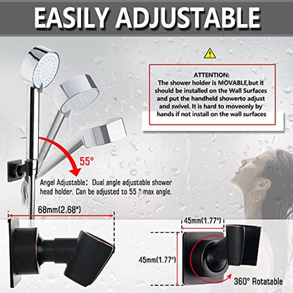 Shower Head Holder Adjustable Handheld Shower Head Bracket Adhesive Shower Wall Mount Holder Brass Shower Wand Holder Oil-Rubbed Bronze, Glue Installation - color: Oil Rubbed Bronze
