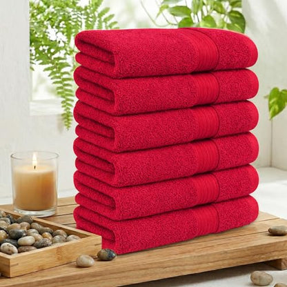 100% Cotton Hand Towels 18x28 Inches, 600 GSM, Soft & Absorbent, Set of 6, Red - color: Red, size: Hand Towel Set of 6