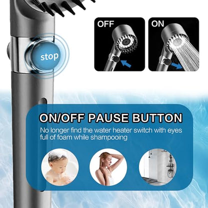 Filtered Shower Head with Handheld,Ion Drops ShowerHead with Hose | High Pressure 3 Spray Modes with ON/OFF Swith，Power Wash for Hard Water，Detachable Shower head with Filters