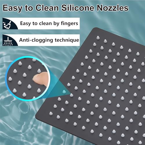 Midanya Square Rain Shower Head,High Pressure,Matte Black 12 Inch | 360°Swivel,Ceiling or Wall Mount,Waterfall Full Body Coverage,Bathroom Remodel,Stainless Steel Large Rainfall Shower Head - color: Black, size: 12 Inch