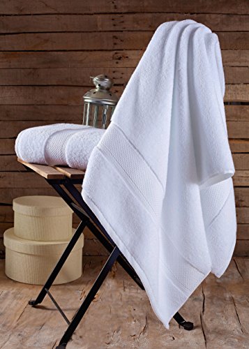 BAGNO MILANO Turkish Towels Hotel-Spa Towel Set, 100% Turkish Cotton | Ultra Soft Plush Absorbent Towels Set (White, Bath Towel Set of 2) - color: White, size: Bath Towel Set of 2