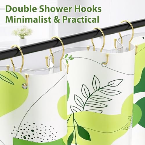 Shower Curtain Hooks, Simple Shower Curtain Rings, Sturdy Shower Curtain Hangers, Double Hook Gold Shower Curtain Hooks, Smooth Gliding Metal Shower Hooks for Shower Curtain (Gold, 24 Pack) - color: Gold, size: 24 Pack