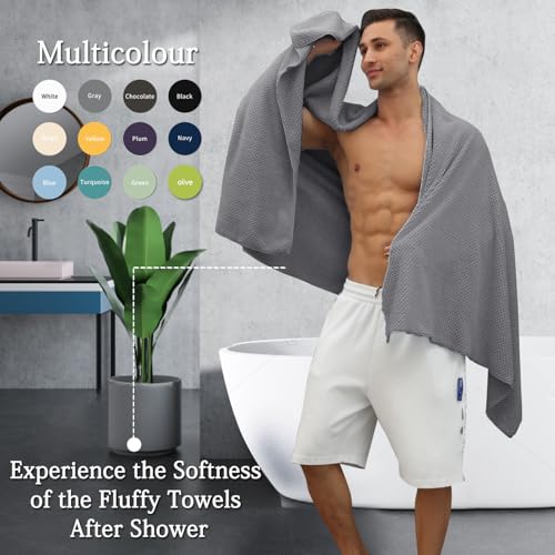 Hailea Gray Bath Towels Set 35x70 Inches - Luxury 600 GSM Oversized Bath Sheet Towel,Extra Large Microfiber - Quick Dry,Highly Absorbent,Super Soft Shower Towels Spa Hotel Bathroom Towel Set (4-Pack) - color: Gark Gray, size: 4-Piece Set