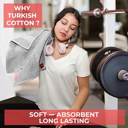 TEXTILOM 100% Turkish Cotton 6 Pcs Luxury Bath Towels, Soft & Absorbent Bathroom Towels Set (2 Bath Towel, 2 Hand Towel, 2 Washcloths)- Light Grey - color: Light Grey, size: 6 Pcs Towel Set