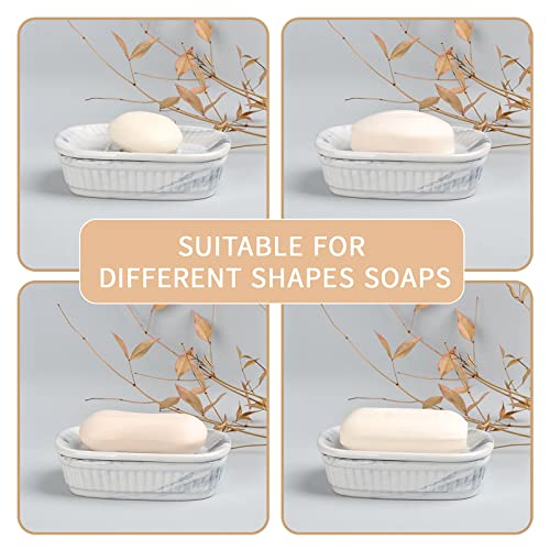 ANTIS'S HOME Marble Blue Double Layer Ceramic Self Draining Soap Dish Bathroom - color: Marble Blue