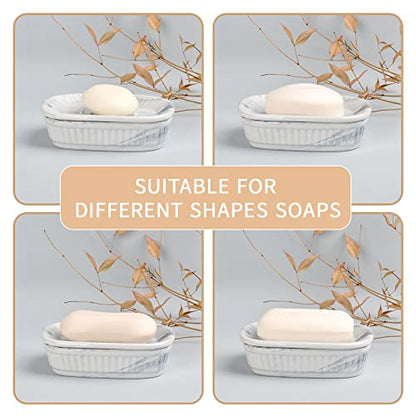 ANTIS'S HOME Marble Blue Double Layer Ceramic Self Draining Soap Dish Bathroom - color: Marble Blue