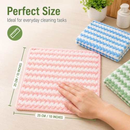 10 Pack Mircofiber Dish Cloths, Upgrade Kitchen Dish Rags, Reusable Cleaning Cloths, Kitchen Washcloths Towels, Lint Free/Absorbent/Nonstick Oil Kitchen Rags, 10''x10'' (Pink) - color: Pink, size: NEW 10 x 10 Inch - 10PCS