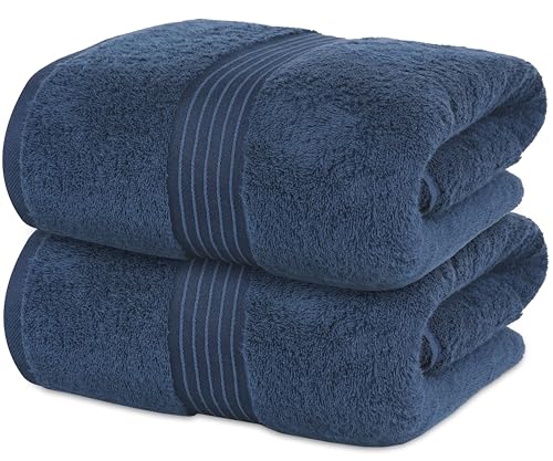 Bliss Casa Jumbo Bath Sheet 2-Pack — 35″×70″ Oversized Cotton Bath Sheets, Ultra-Soft & Highly Absorbent – Quick-Dry, Hotel-Quality & Durable - color: Navy, size: 2 Pack Bath Sheet