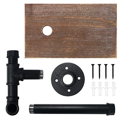 HouseAid Industrial Pipe Toilet Paper Holder with Shelf, Rustic Farmhouse Toilet Roll Holder, Vintage Style Iron TP Holder for Bathroom, Wall Mounted, Matte Black