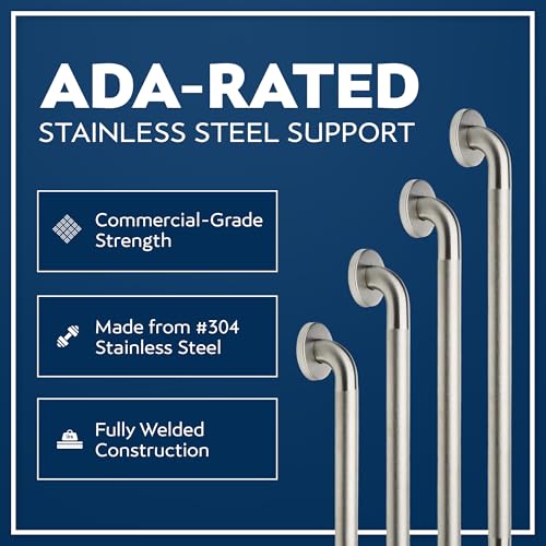 4-Pack Starter Bundle, 500 lb, 16/18/24/32 in, Brushed Stainless | Complete Bathroom Safety Starter Bundle, For Seniors, 1.25 in Diameter, 500 lb Rated, All-in-One Shower Safety Solution - color: Brushed Stainless