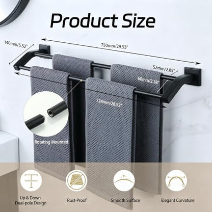 Alise Double Towel Bar,28" Towel Rack for Bathroom Wall Mounted,Matte Black | SUS304 Stainless Steel Bathroom Towel Holder, Quick Drying Towel Hanger Towel Rod, Useable Length 26.9" - color: Matte Black, size: 28-Inch(Joining Process)