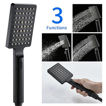 POPFLY LED Rainfall Waterfall Shower Panel Tower System, 4 Body Jets and 4 Mist Spray, 3-Function Handheld Shower, Stainless Steel Shower Tower with Temp Display, Brushed Gold - color: 8 Jets-Gold