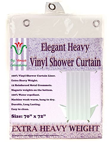 Elegant Heavy Duty Vinyl Shower Curtain Liner with 12 Metal Grommets White - color: White