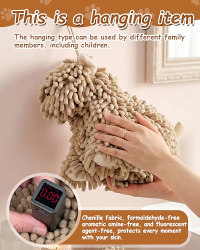 Dog Towel Shaped Hand Chenille Animal Towels for Bathroom Microfiber Puppy Bath Kids Drying Plush Stuffed Paw Absorbent Hands Puppy-Shaped Cute Kitchen Fuzzy Ball Soft Puppy-Themed Shape (Gray) - color: Gray
