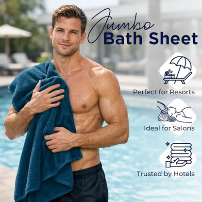 DAN RIVER Pack of 1 Oversized Bath Sheet, 40 x 80 Inches, Blue Opal | 100% Cotton Jumbo Bath Towel with Extra Large Coverage, Lightweight Feel, Super Soft & Quick Dry - color: Blue Opal, size: 40x80" Oversized Bath Sheet