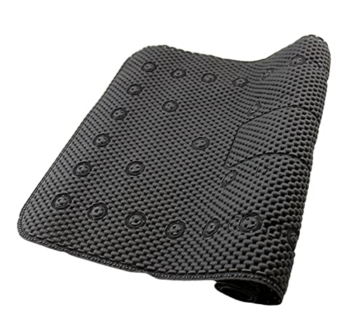 Bathub and Shower Soft Waffle Cushioned Texture Spa Bathroom Shower and Bath Mat Non Slip 27.5" x 16" with Suction Cups and Drain Holes (Black) - color: Black
