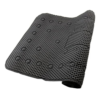 Bathub and Shower Soft Waffle Cushioned Texture Spa Bathroom Shower and Bath Mat Non Slip 27.5" x 16" with Suction Cups and Drain Holes (Black) - color: Black